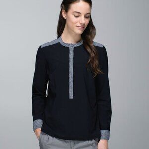 NWT Lululemon Get It On Blouse Black / Burlap Texture Black Dune size 4